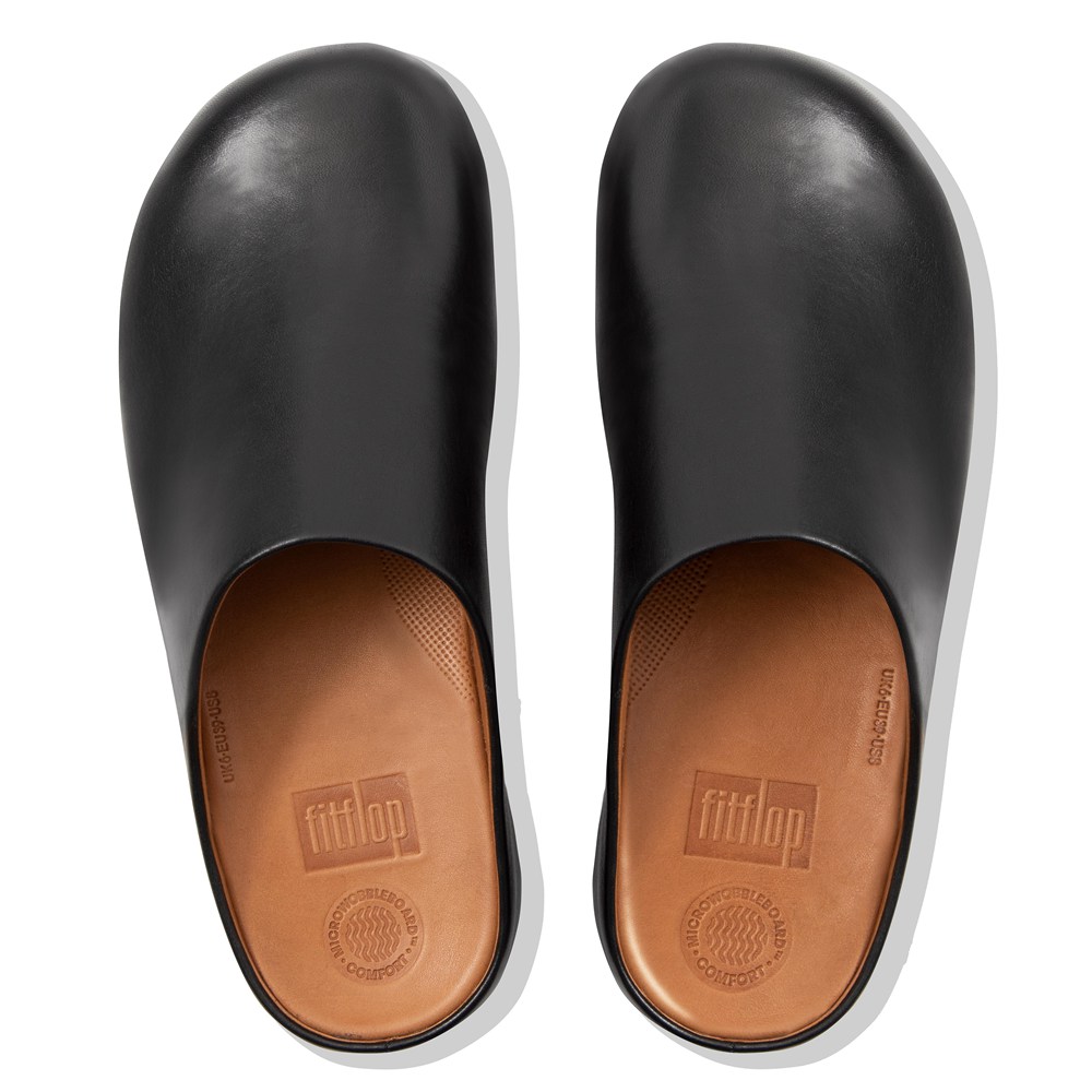 Fitflop Womens Clogs - Shuv Leather - Black - 275-GZHEJL